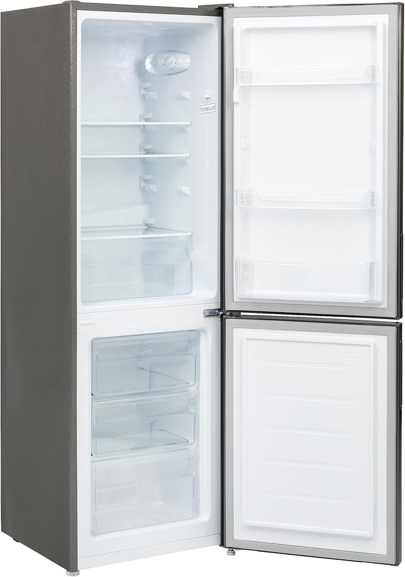 Willow WFF157G 157L Freestanding 70/30 Fridge Freezer with Adjustable Thermostat, Mark-Proof Finish, Low Frost, 2 Year Warranty - Grey [Energy Class E]