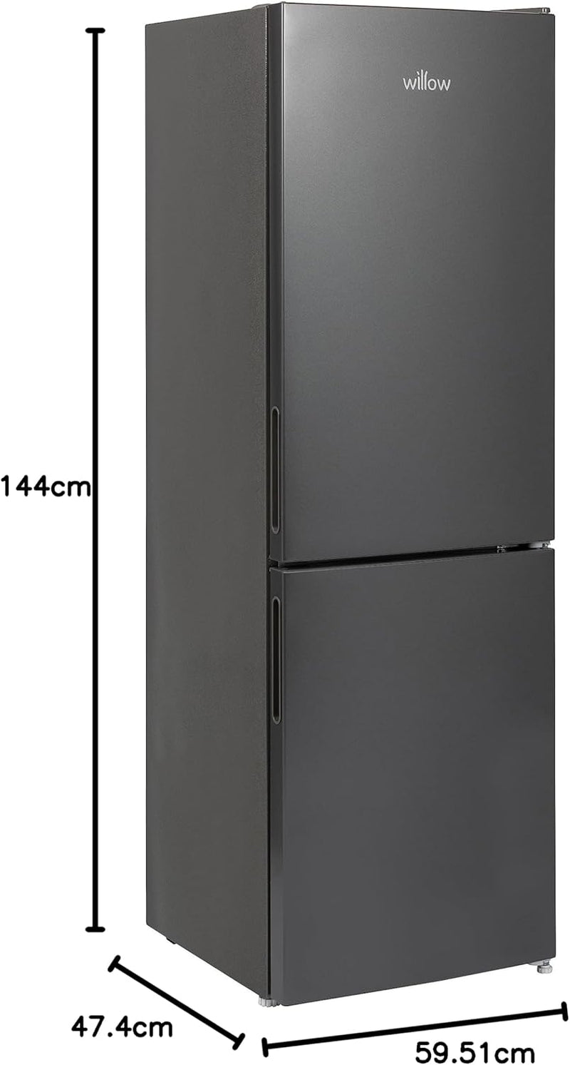 Willow WFF157G 157L Freestanding 70/30 Fridge Freezer with Adjustable Thermostat, Mark-Proof Finish, Low Frost, 2 Year Warranty - Grey [Energy Class E]