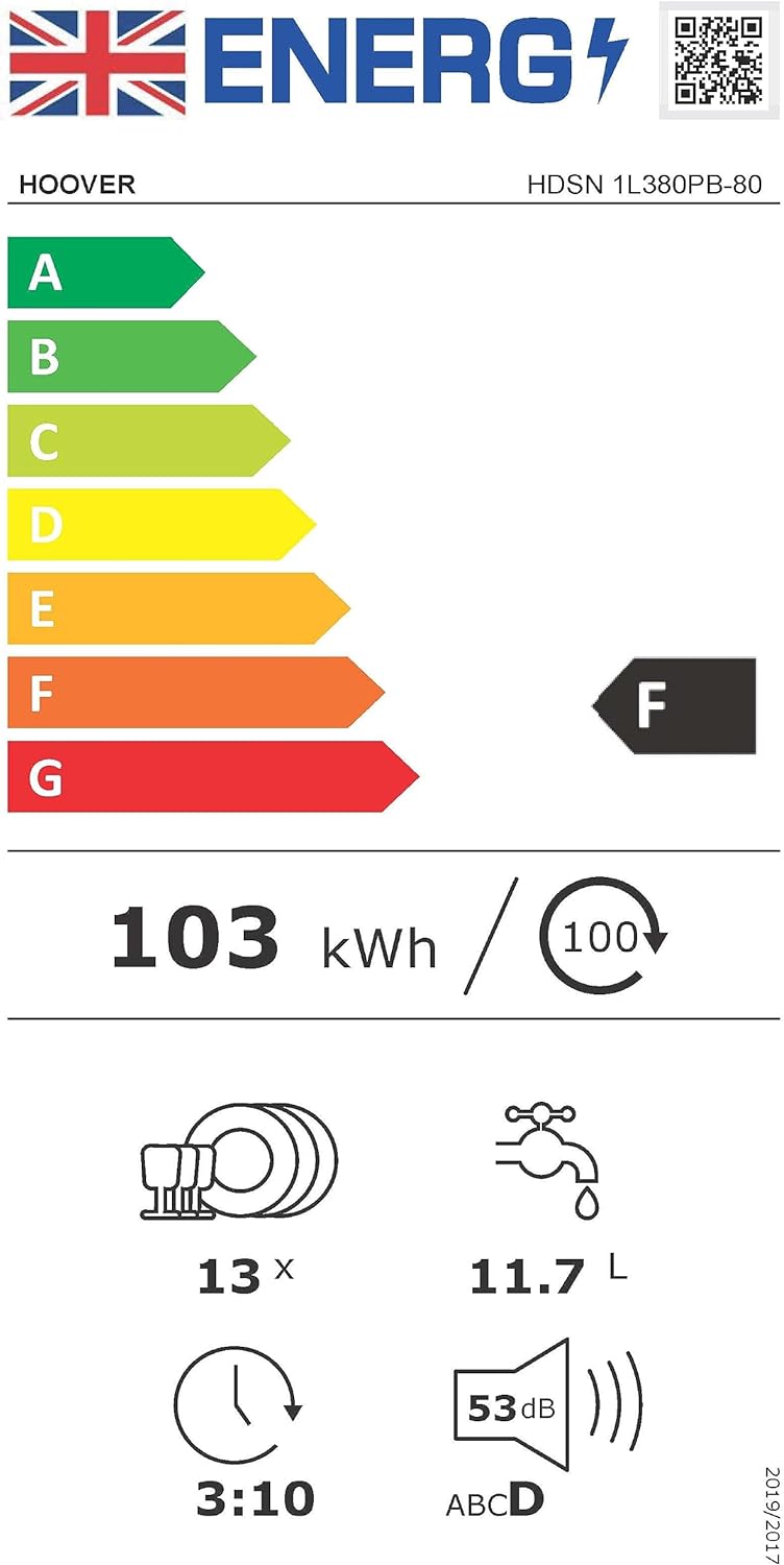Hoover HDSN 1L380PB-80 Semi Integrated Dishwasher - Bonus Superstore