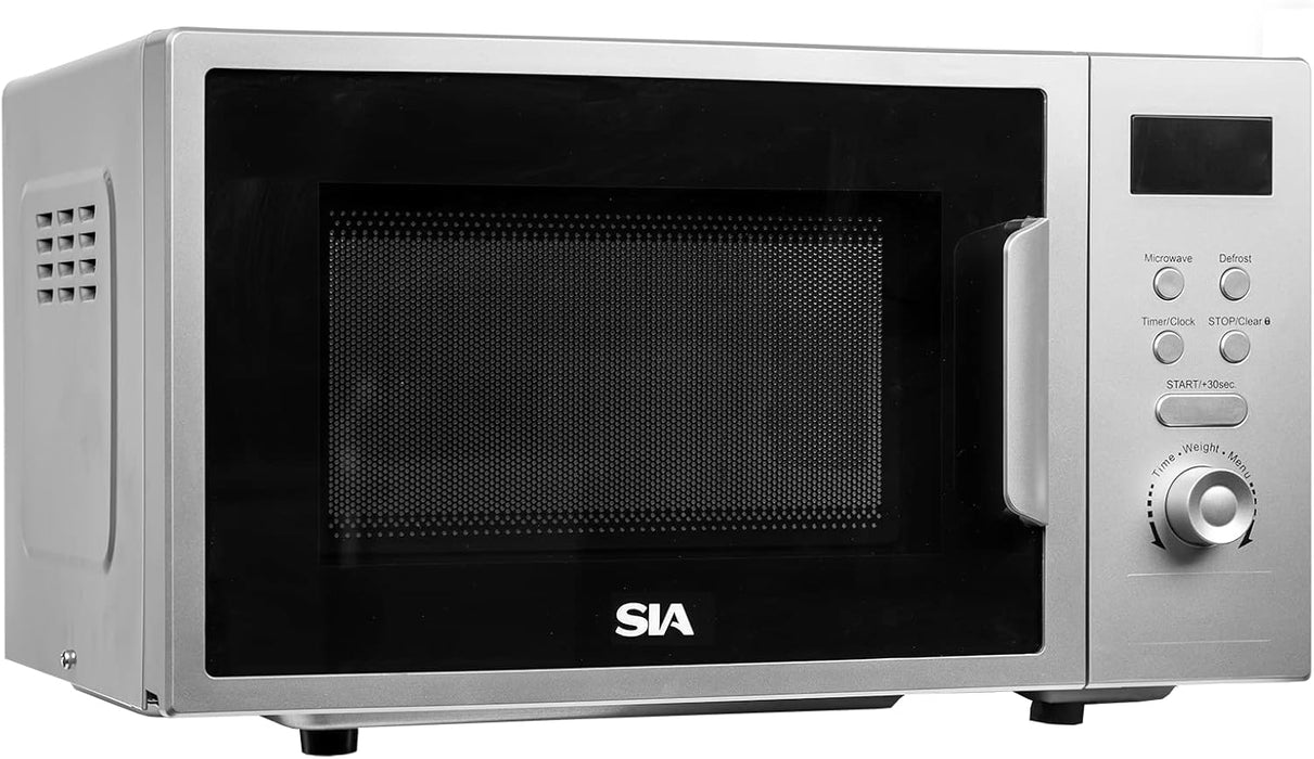 SIA FDM21SI 20L Silver Microwave, Digital Display, 700W, 8 Auto-Functions 5 Power Levels 245mm Turntable, 2 Years Parts and Labour Guarantee