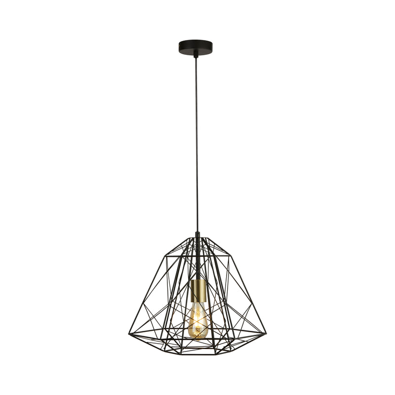 Searchlight  7271BK Geometric Cage Pendant - Matt Black Metal