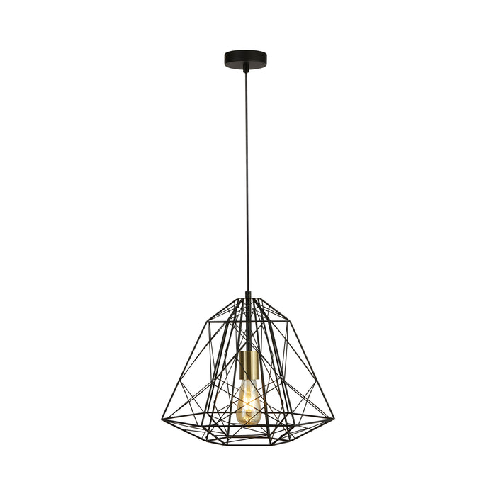 Searchlight  7271BK Geometric Cage Pendant - Matt Black Metal