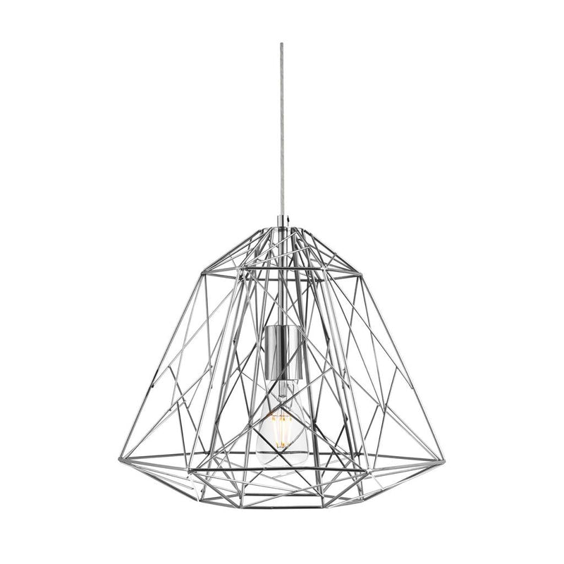 Searchlight  7271CC Geometric Cage Ceiling Pendant - Chrome Metal