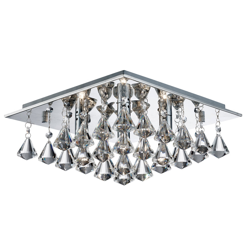 Searchlight  7304-4CC Hanna 4Lt Flush -  Chrome & Clear Crystal Drops