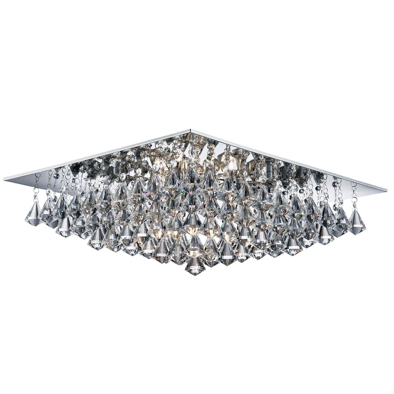 Searchlight  7308-8CC Hanna 8Lt Flush  - Chrome Metal & Clear Crystal