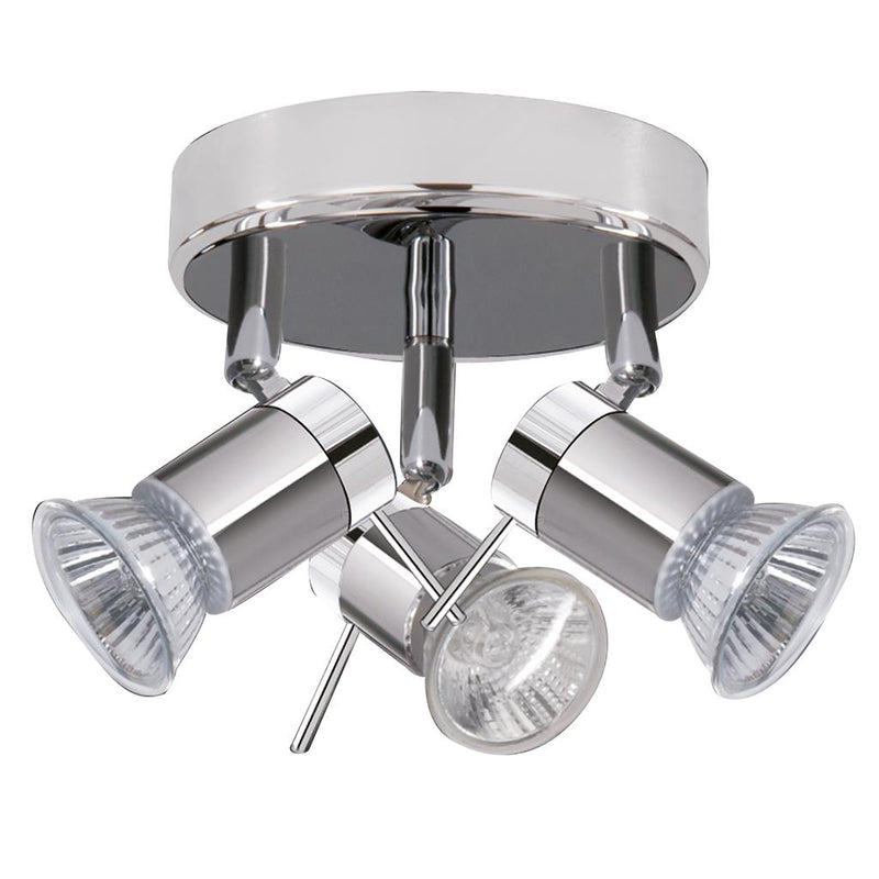 Searchlight  7443CC-LED Aries 3Lt LED Round Spotlight -  Chrome, Satin Silver, IP44