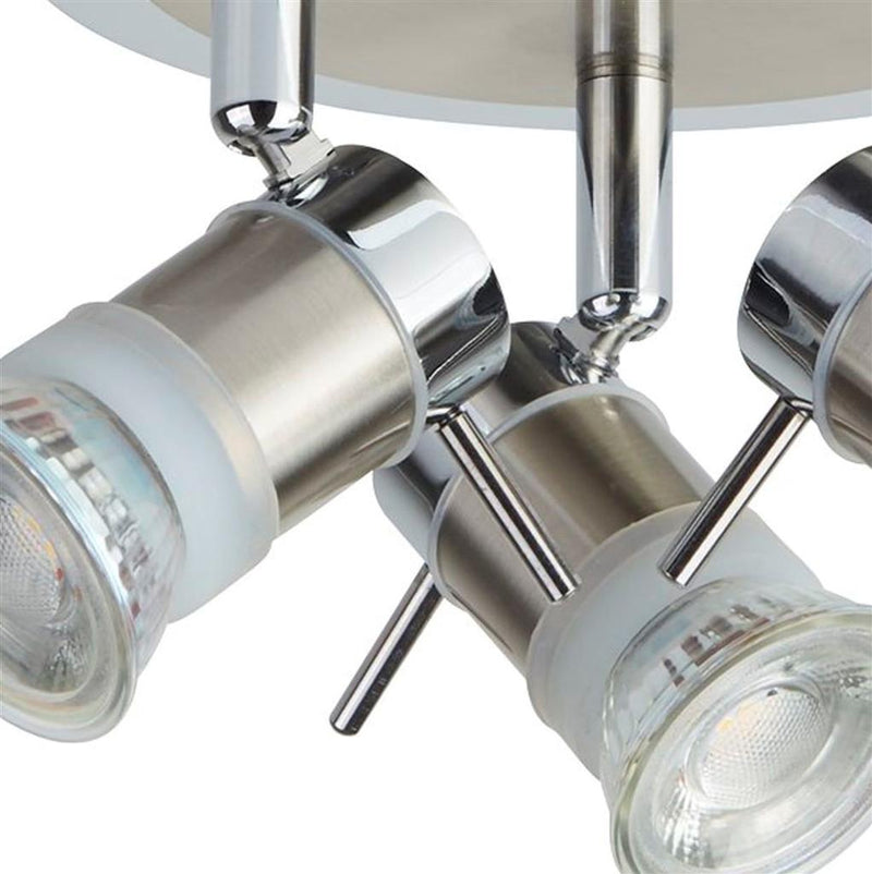 Searchlight  7443CC-LED Aries 3Lt LED Round Spotlight -  Chrome, Satin Silver, IP44