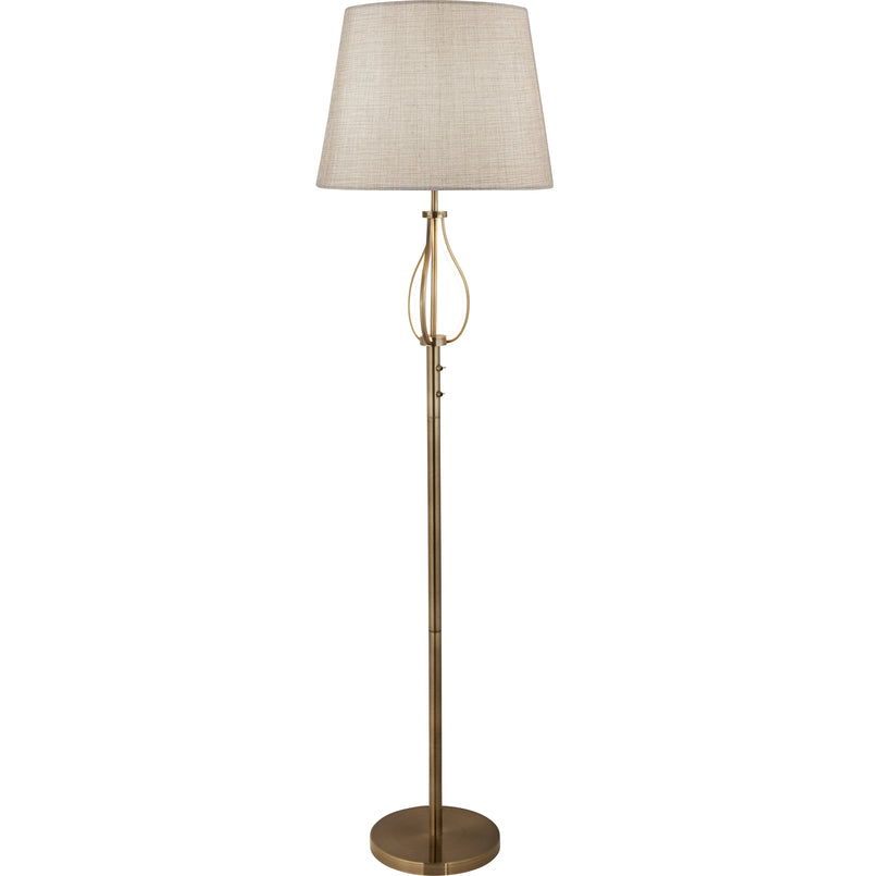 Searchlight  7485AB Vegas Floor Light- Antique Brass Metal & Cream Hessian Shade - Bonus Superstore