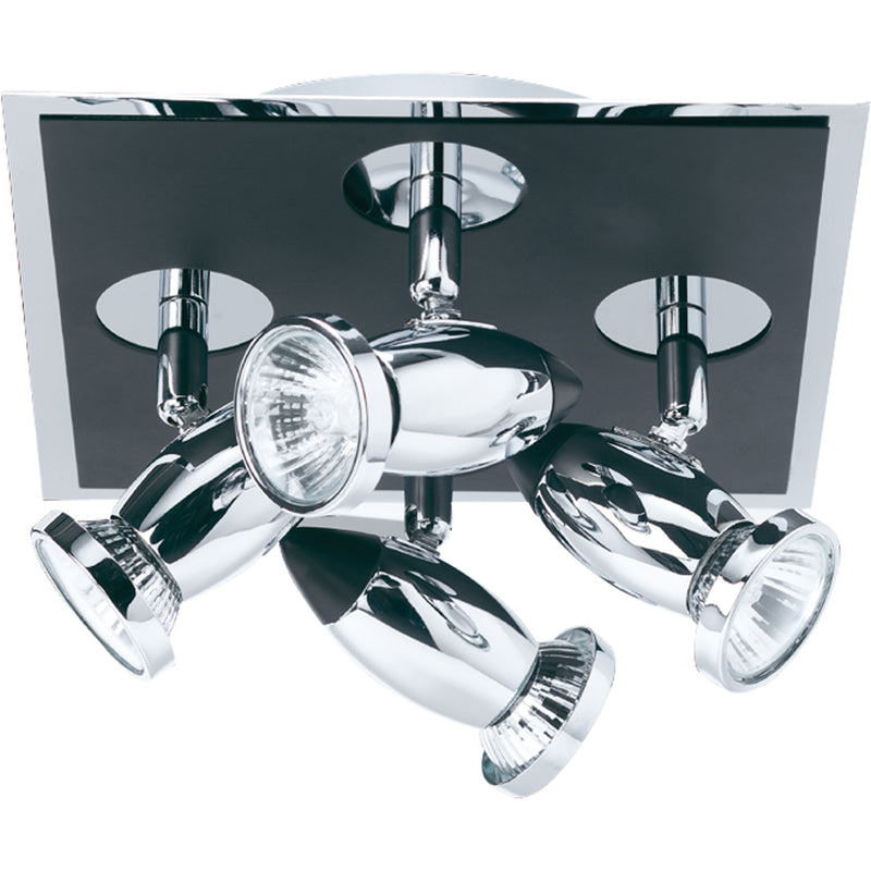 Searchlight  7494 Comet 4Lt Square Spotlight - Matt Black & Polished Chrome