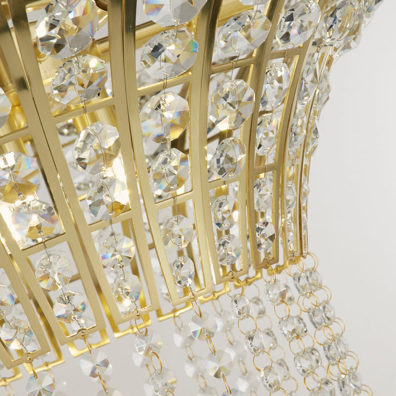 Searchlight  68511-8SB Gemma 8Lt Round Pendant - Satin Brass & Clear Crystal