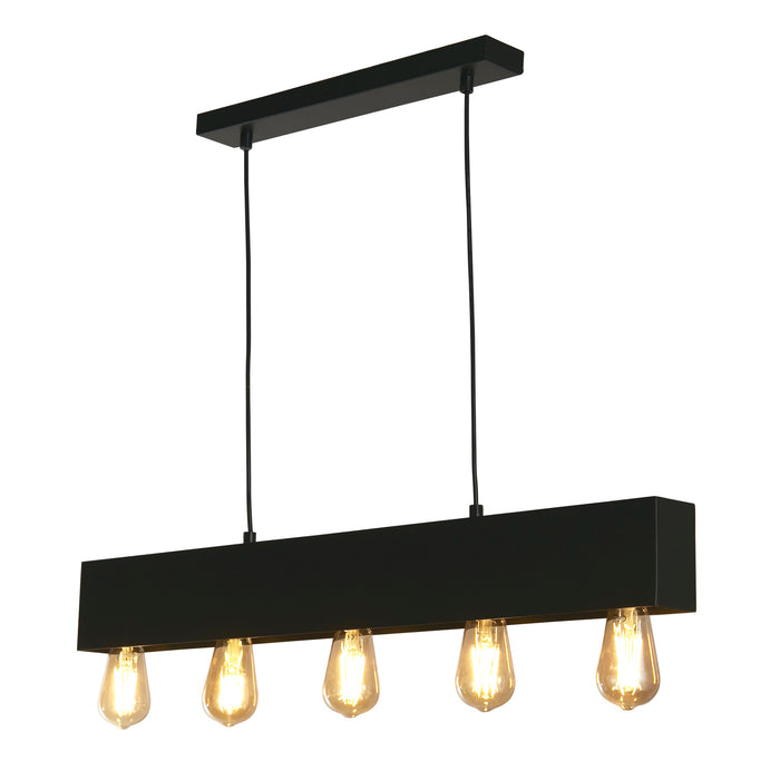 Searchlight  51607-5BK Piano 5Lt Diner Bar Pendant - Matt Black Metal