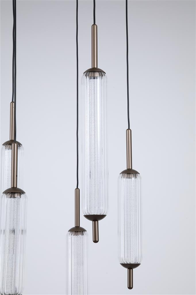 Searchlight 76210-5CL Cattail 5Lt LED Pendant lamp Latte metal with clear glass