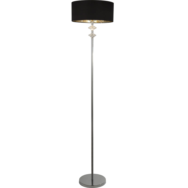 Searchlight  7650CC Ontario Floor Lamp - Chrome Metal & Black Fabric Shade#