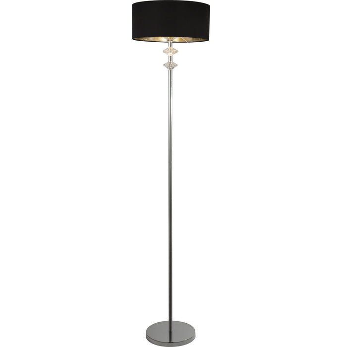 Searchlight  7650CC Ontario Floor Lamp - Chrome Metal & Black Fabric Shade#