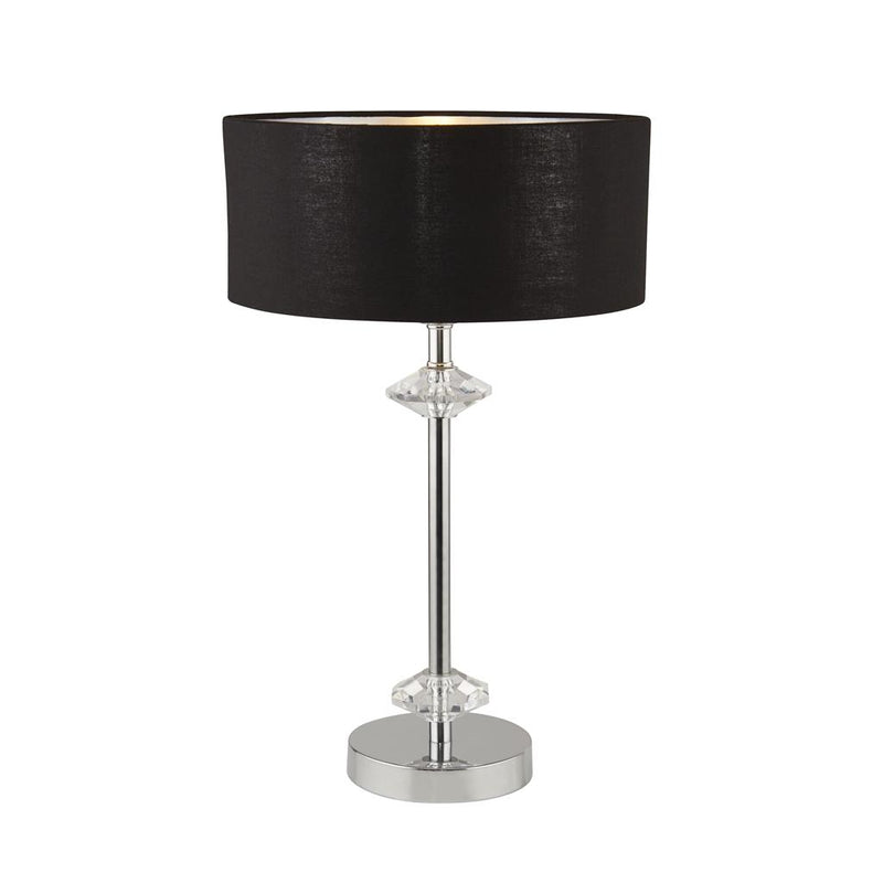 Searchlight  7651CC Ontario Table Lamp - Chrome & Black Shade