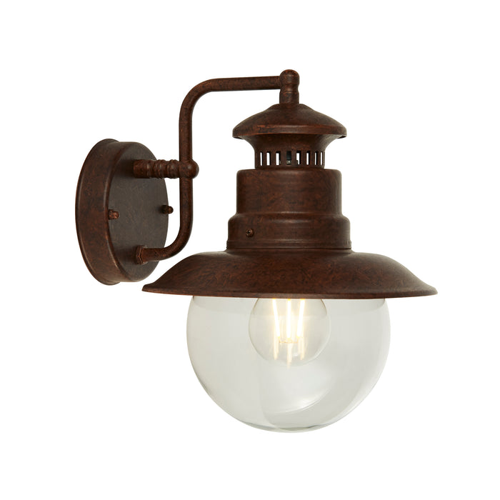 Searchlight  7652RU Station Outdoor Wall Light - Rustic Brown Metal & Glass