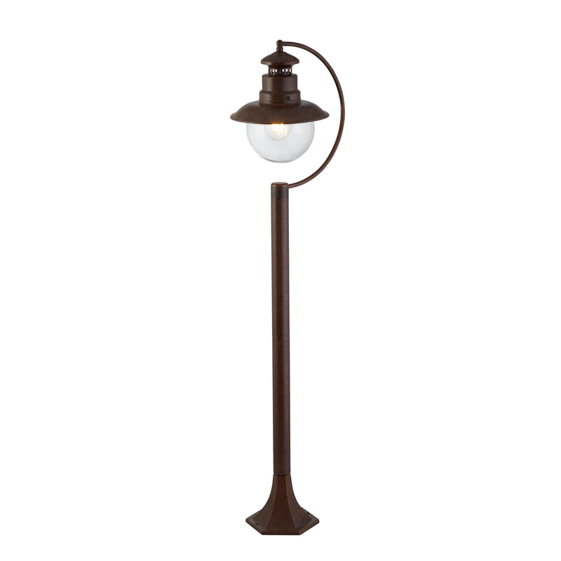 Searchlight  7655RU Station Outdoor Post - Brown Metal & Clear Glass