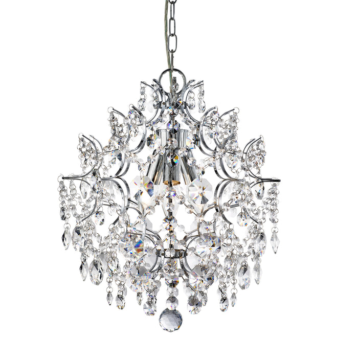 Searchlight  7673-3CC Harrietta  3Lt Pendant - Chrome Metal & Clear Crystal