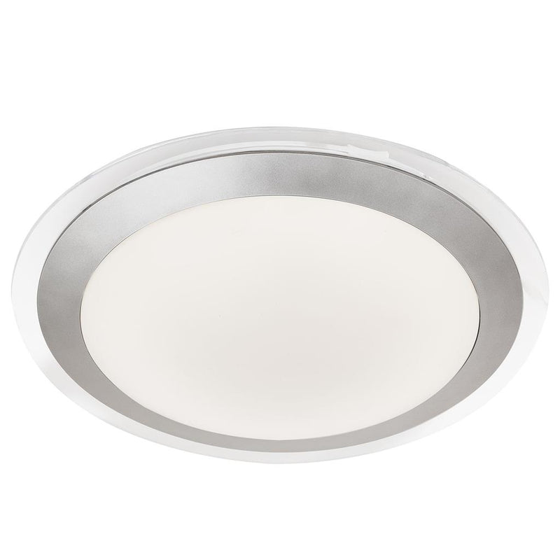 Searchlight  7684-33SI Chester LED Bathroom Flush  -  Acrylic & Silver Metal, IP44