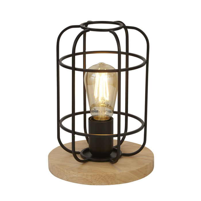 Searchlight  81951-1BK Vision Table Lamp - Matt Black Metal & Wood