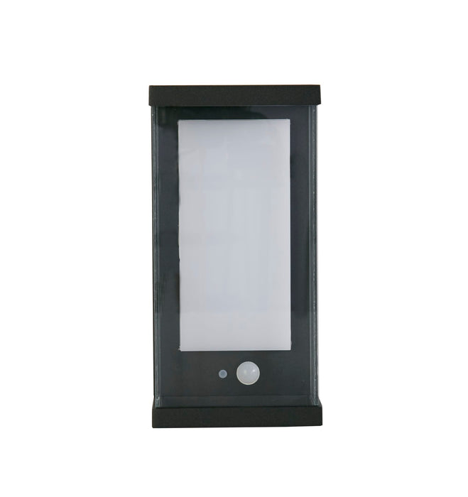 Searchlight  67419BK Solar Outdoor Wall Light - Black Metal & White Polycarbonate