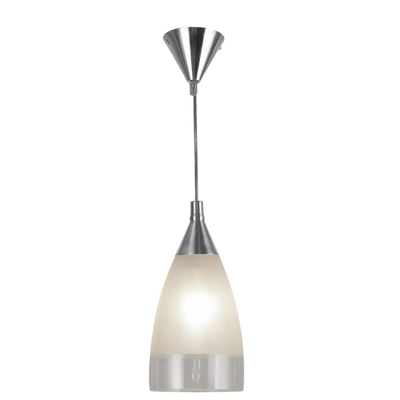 Searchlight  7702 Ankara Pendant - Satin Silver & Acid Glass