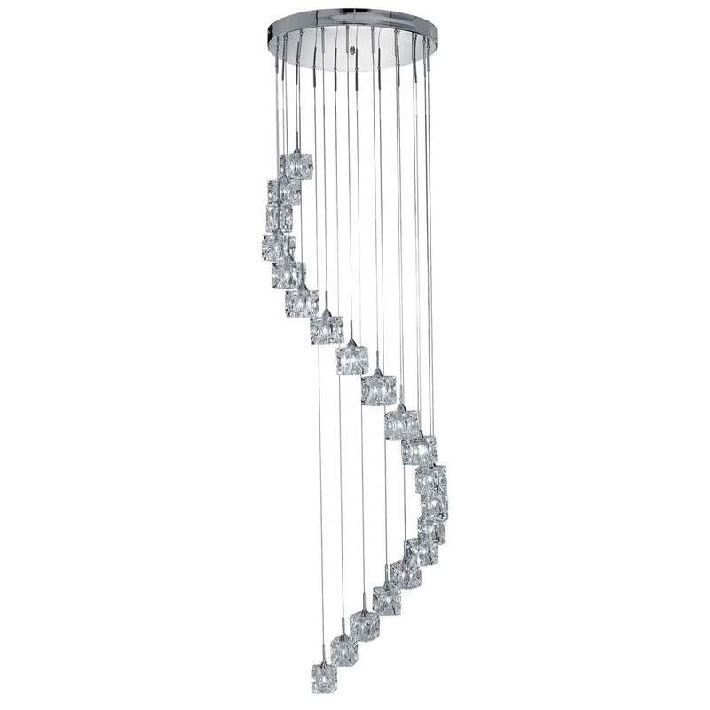 Searchlight  7820-20-LED Ice Cube  20Lt Multi-Drop Pendant  - Chrome Metal & Glass