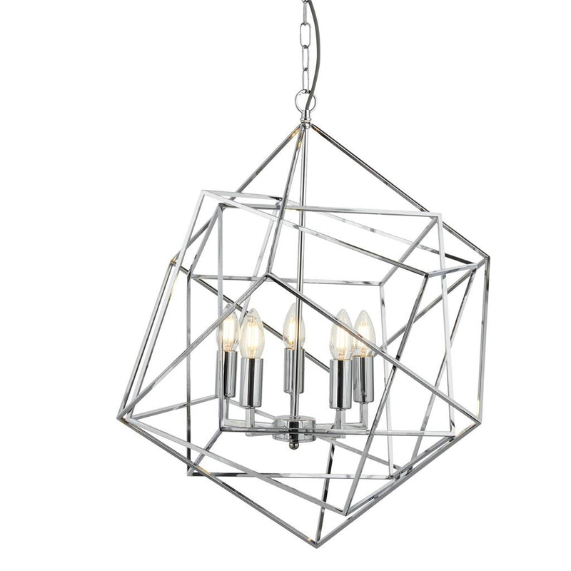Searchlight  7865-5CC Cube 5Lt Pendant - Polished Chrome Metal