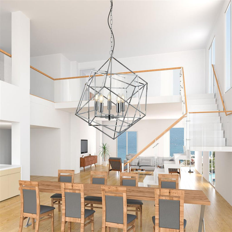 Searchlight  7865-5CC Cube 5Lt Pendant - Polished Chrome Metal