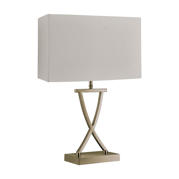 Searchlight  7923AB Club Table Lamp- Antique Brass Metal & White Faux Silk Shade