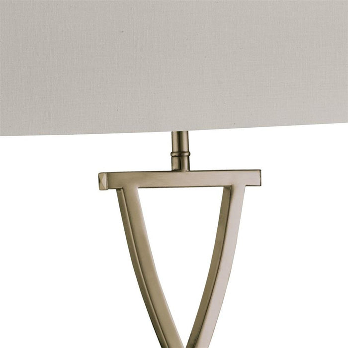 Searchlight  7923AB Club Table Lamp- Antique Brass Metal & White Faux Silk Shade