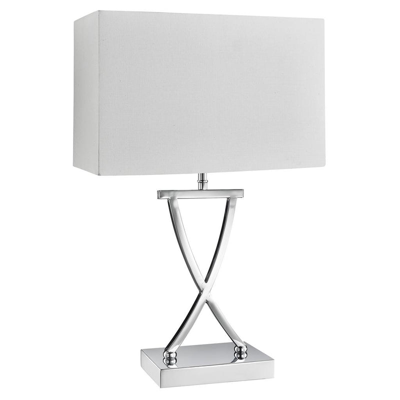 Searchlight  7923CC Club  Table Lamp - Chrome Metal & White Faux Silk Shade