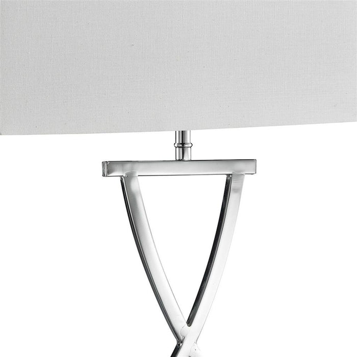 Searchlight  7923CC Club  Table Lamp - Chrome Metal & White Faux Silk Shade