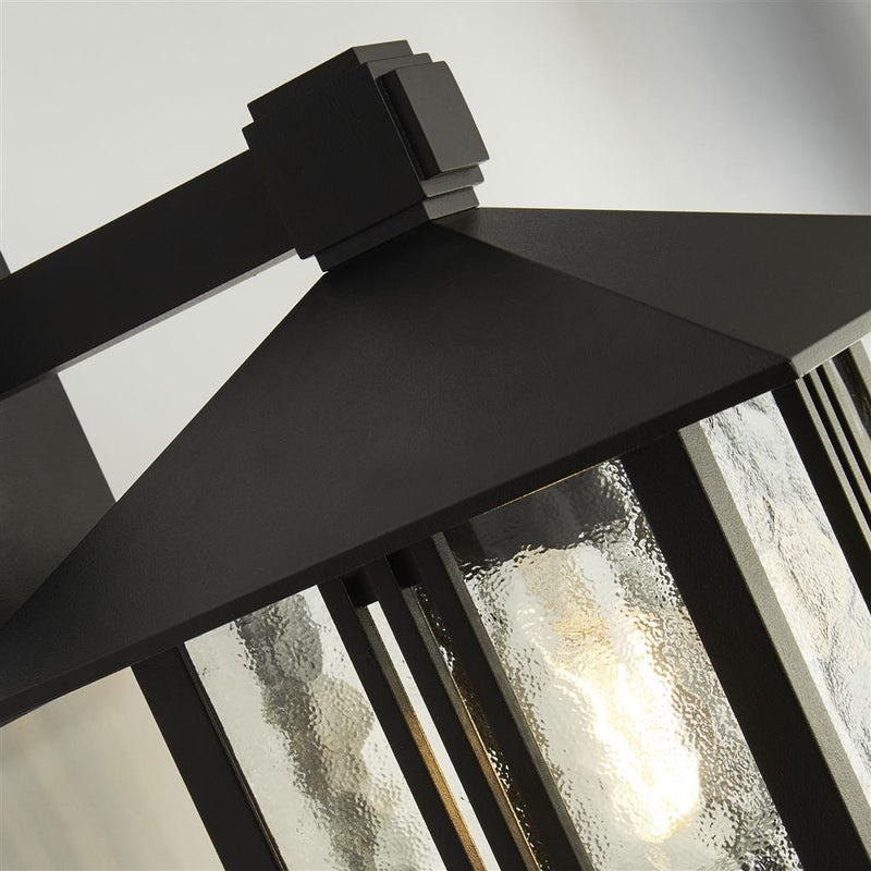 Searchlight  7926BK Venice Outdoor Wall Light  -  Black & Water Glass, IP44