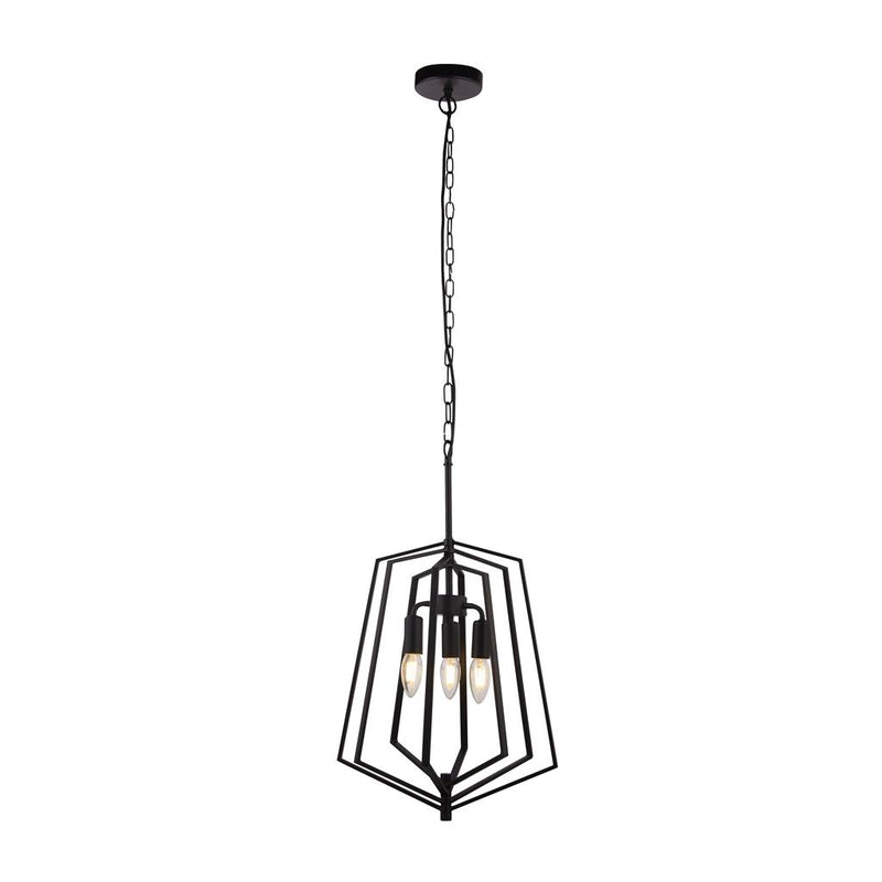 Searchlight  7973BK Slinky 3Lt Ceiling Pendant - Black Metal