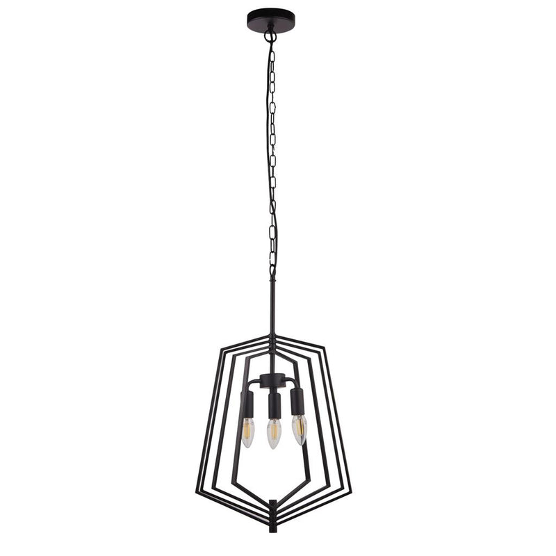 Searchlight  7973BK Slinky 3Lt Ceiling Pendant - Black Metal