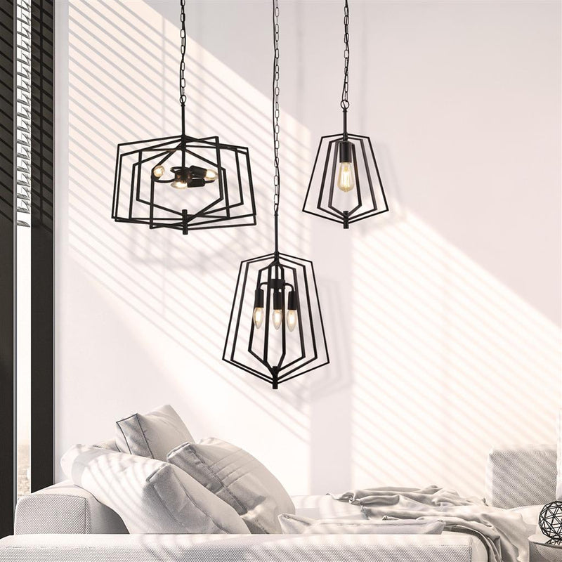Searchlight  7973BK Slinky 3Lt Ceiling Pendant - Black Metal