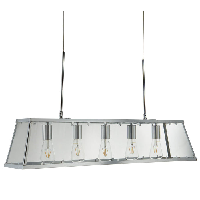 Searchlight  4614-5CC Voyager 5Lt Bar Pendant - Chrome Metal & Glass