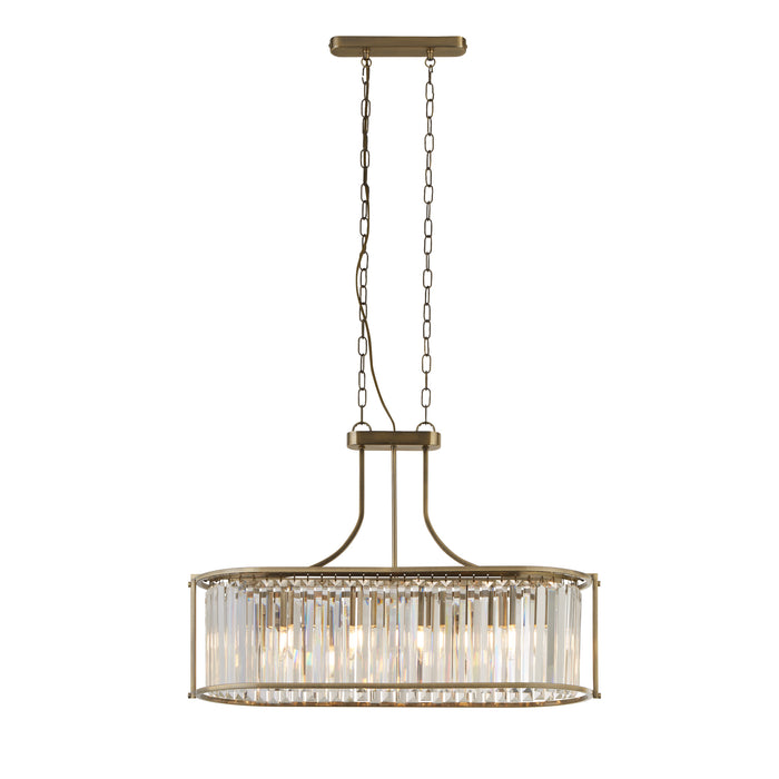 Searchlight  8095-5AB Victoria 5Lt Oval Pendant - Antique Brass & Clear Crystal