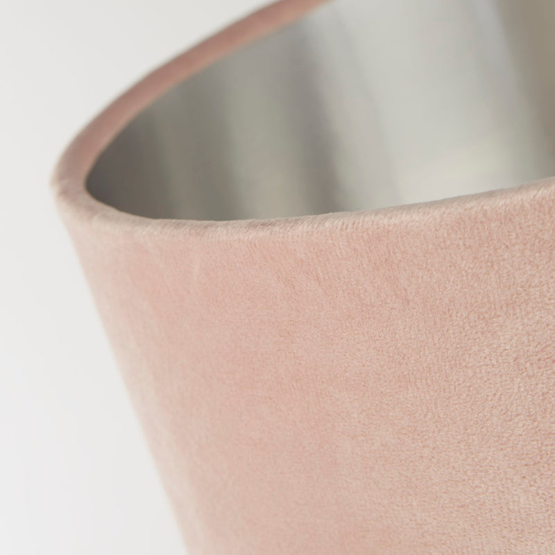 Searchlight  58911PI Finn USB Table Lamp - Satin Nickel Metal & Pink Velvet Shade