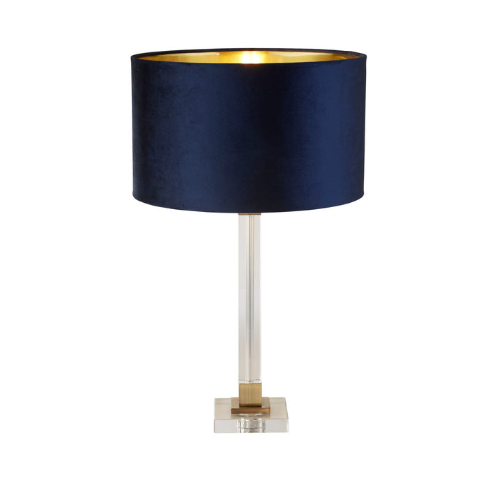 Searchlight  67522AZ Scarborough Table Lamp - Crystal, Brass Metal & Navy Velvet