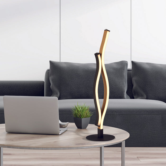 Searchlight  32101-1BK Bloom Table Lamp - Black Metal & Wood Effect
