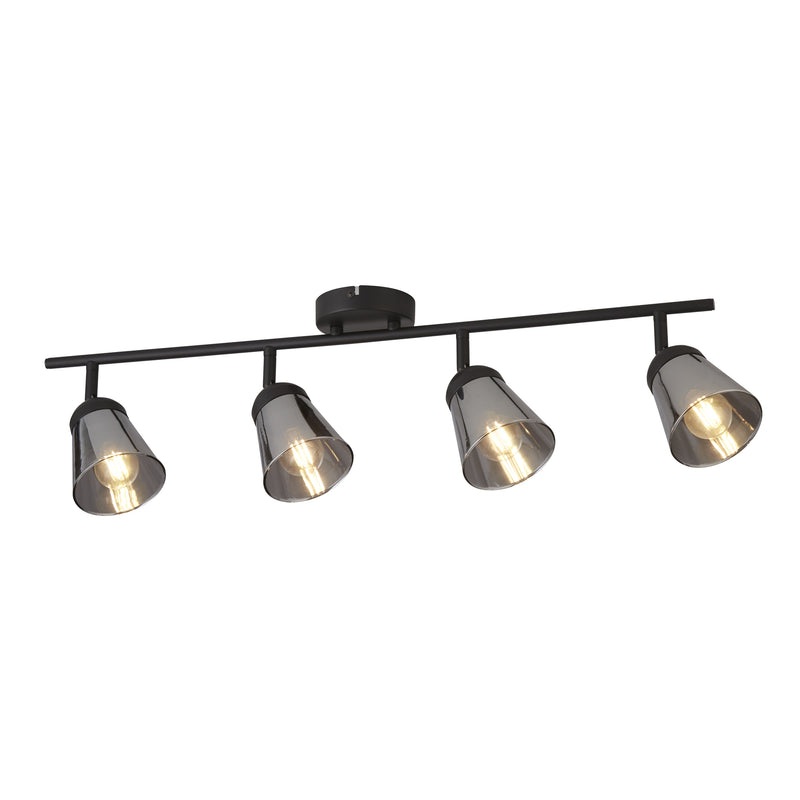 Searchlight  61170-4SM Mega 4Lt Bar Spotlight - Black Metal & Smoked Glass