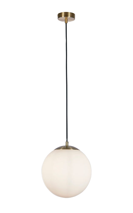 Searchlight  6077SB Atom II Pendant - Satin Brass & Opal Glass