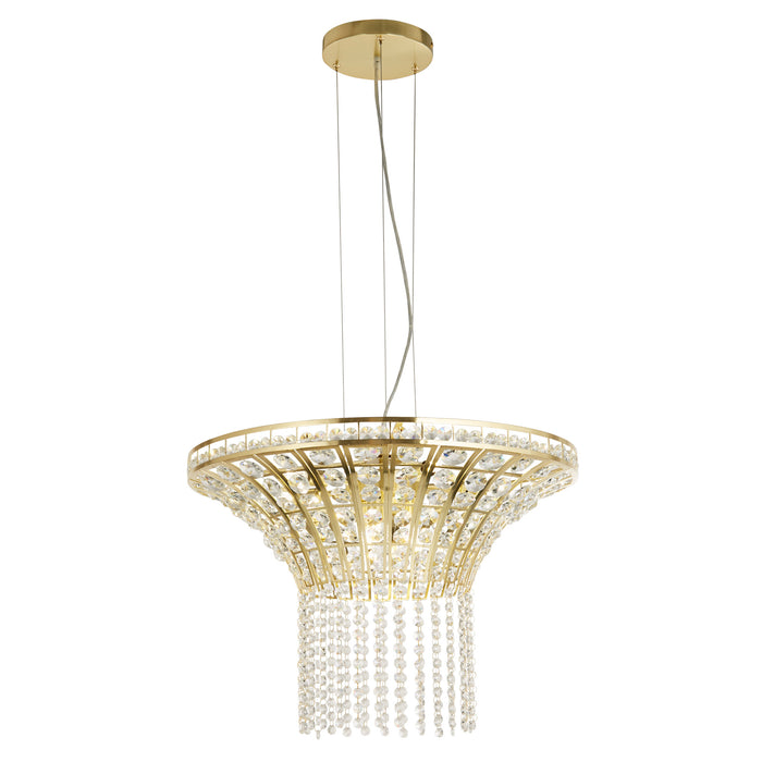 Searchlight  68511-8SB Gemma 8Lt Round Pendant - Satin Brass & Clear Crystal