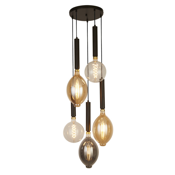 Searchlight  35721-5BK Dulwich 5Lt Multi-Drop Pendant - Black Metal