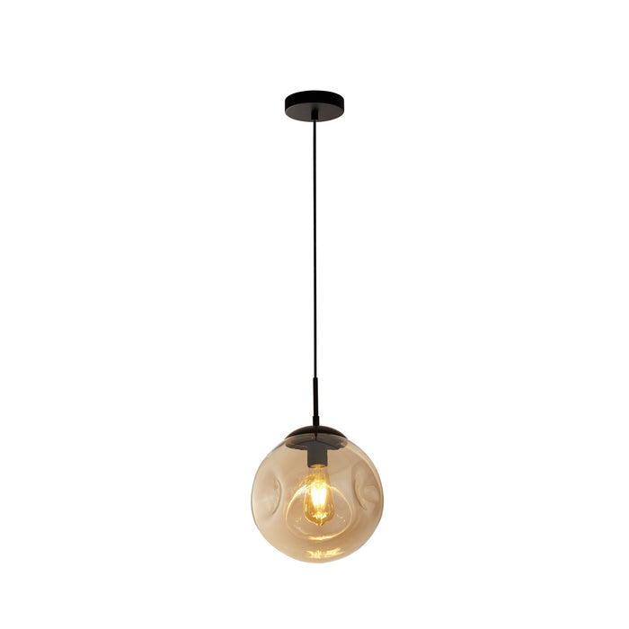 Searchlight  22123-1BK Punch Pendant - Black Metal & Champagne Punched Glass