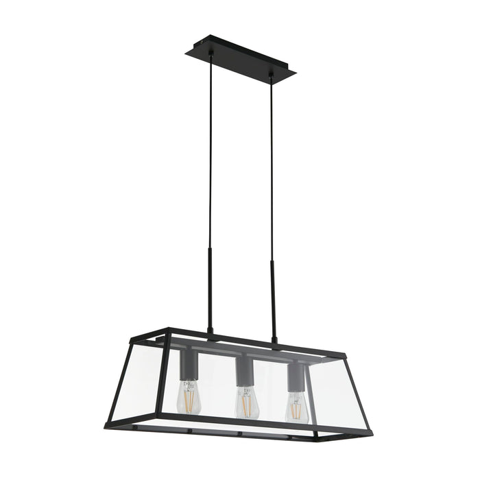 Searchlight  4613-3BK Voyager 3Lt Bar Pendant - Black Metal & Glass