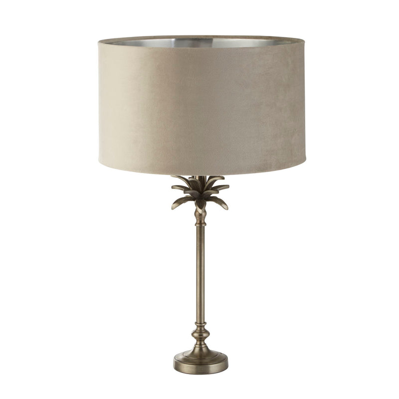 Searchlight  81210TA Palm Table Lamp - Antique Nickel Metal & Taupe Velvet Shade - Bonus Superstore