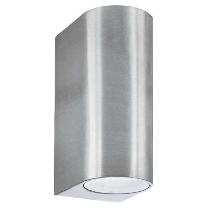 Searchlight  8008-2SS-LED Eiffel Outdoor 2Lt Wall Light- Satin Silver, Clear & Frosted